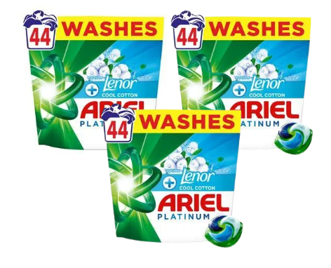 Ariel Platinum With Lenor Cool Cotton Laundry Capsules 44 Washes x 3